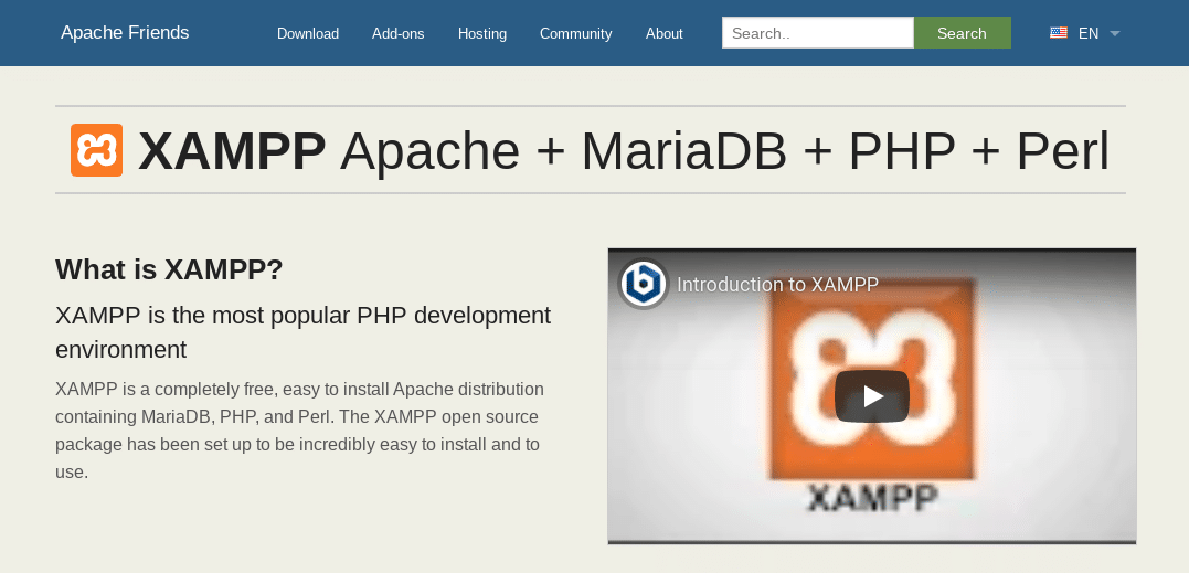 situs web XAMPP.